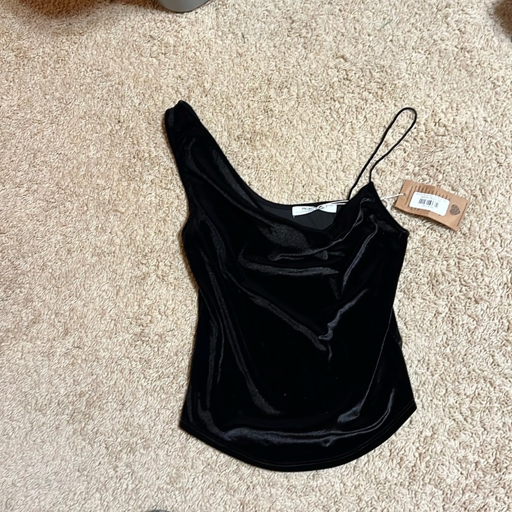 Asymmetrical uptown velvet top medium NWT